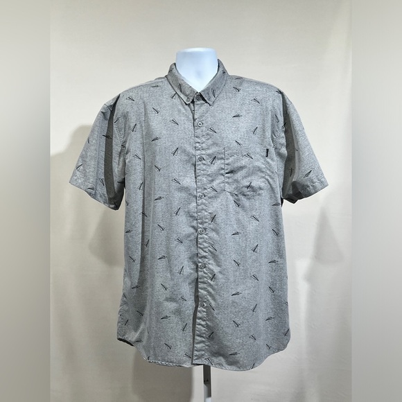 MOLOKAI Gray paper airplane print short sleeve shirt size XXL. - Picture 3 of 11